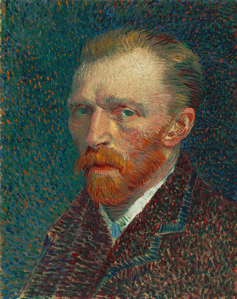 Self-Portrait by Vincent van Gogh showing his characteristic thick, colorful brushstrokes