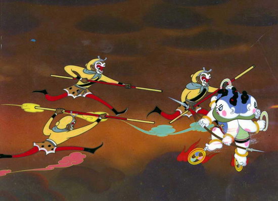 A hand-painted animation cel from the classic Chinese animated film Havoc in Heaven