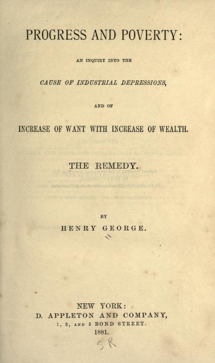 The title page of Progress and Poverty, Henry George’s most famous book