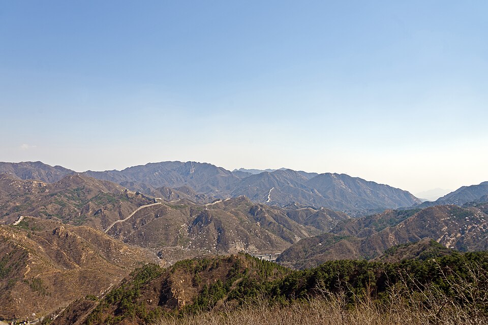 The Great Wall of China winding through the mountains at Badaling