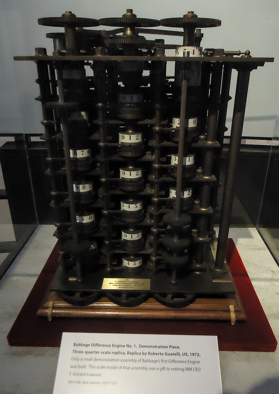 A replica of the Babbage Difference Engine, one of the earliest computing machines