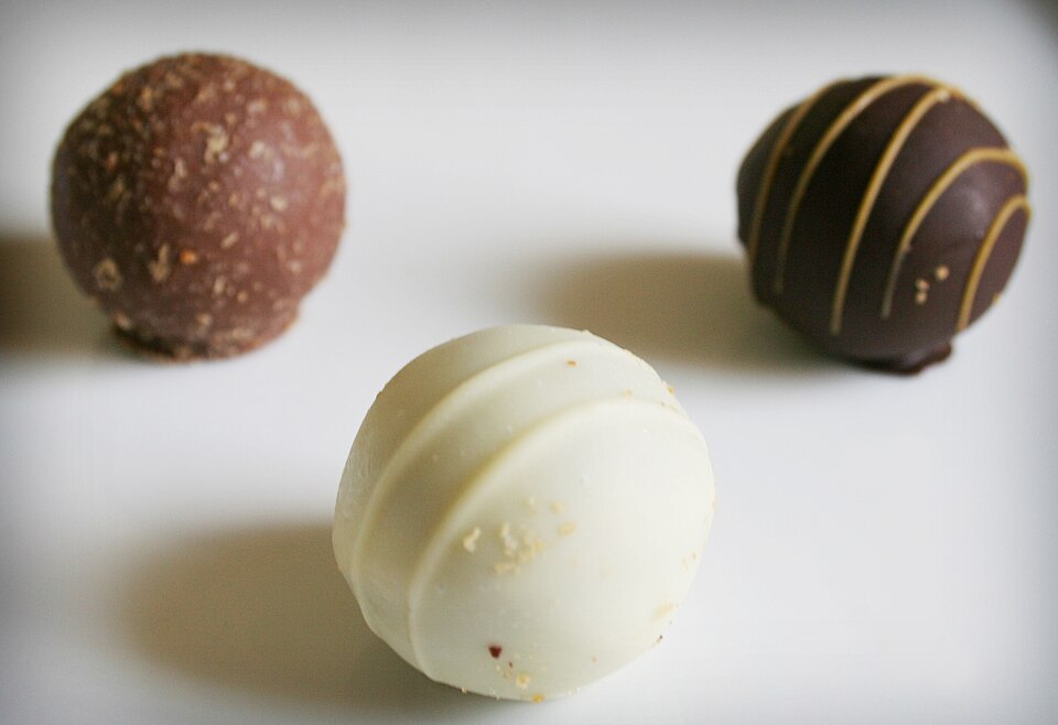Chocolate truffles made from cocoa beans