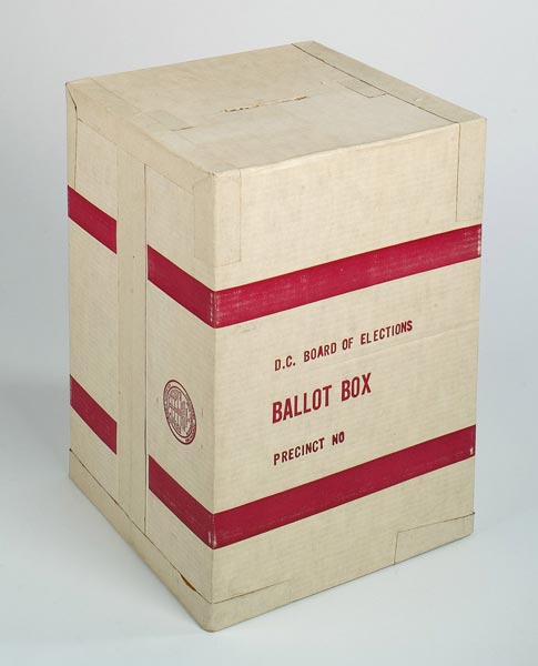 A historic ballot box from the Smithsonian museum