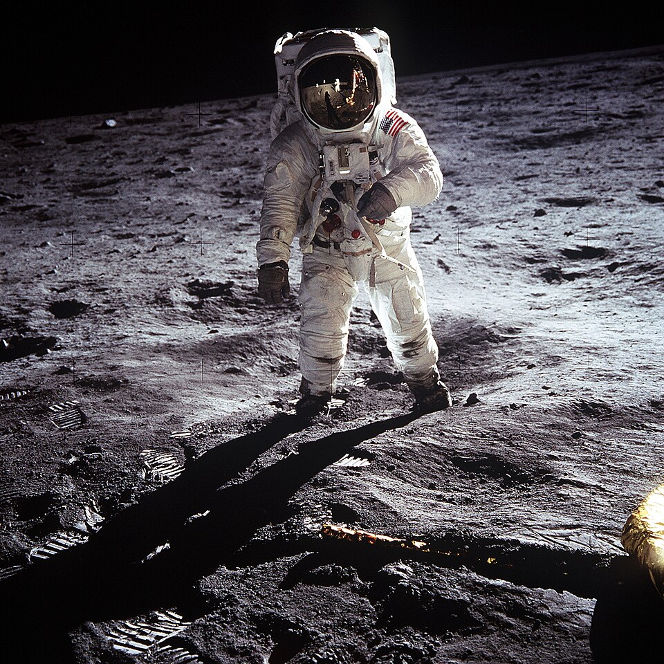 Astronaut Buzz Aldrin walking on the Moon during the Apollo 11 mission in 1969